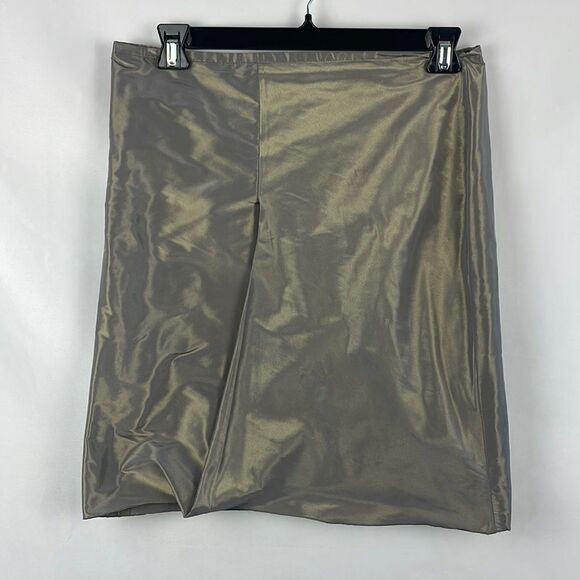 Armani Collezioni Grey Satin Pleated Front Skirt - Picture 1 of 3